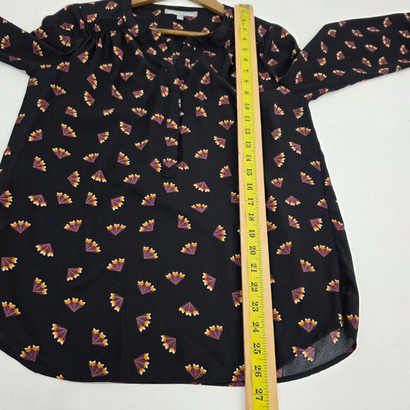 Daniel Rainn Womens S Boho Black Blouse 3/4 Sleeve Lightweight Printed Top - Picture 12 of 16